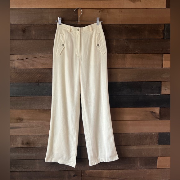 Vintage Ralph Lauren Petite High-Waisted Wool Blend Cream Pants - Picture 12 of 16